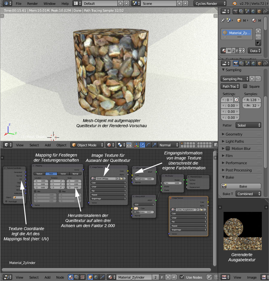 Bitmap-Quelltexturen zu Materialien hinzufügen