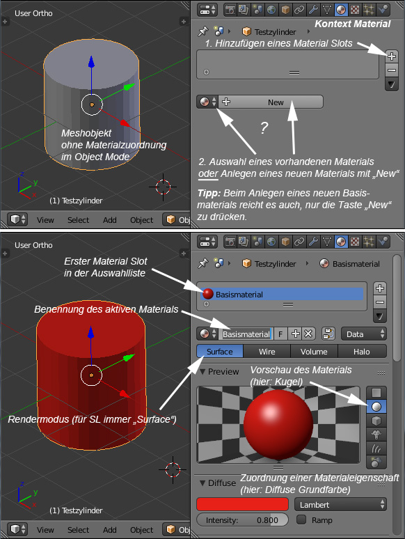 Zuweisung eines Materials